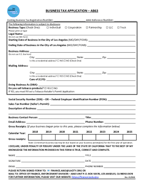 Business Tax Application AB63