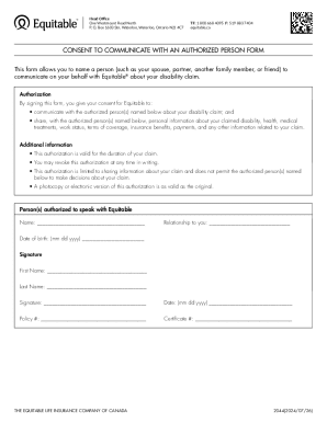 Consent to Communicate with Authorized Person Form