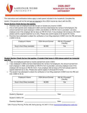 Non-Filer Tax Form for Dependents