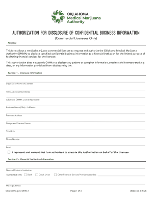 Oklahoma Medical Marijuana Business Information Disclosure Authorization