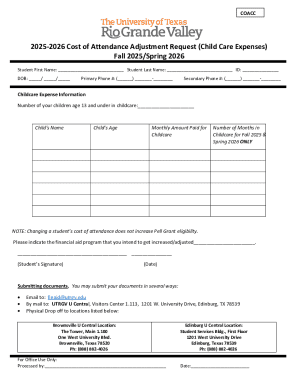 2025-2026 Cost of Attendance Adjustment Request