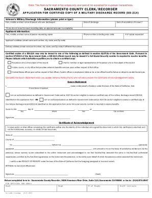 Application for Certified Copy of Military Discharge Record (DD-214)
