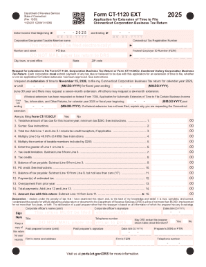 Connecticut Form CT-1120 EXT 2025