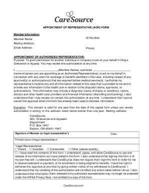 Appointment of Representative Form