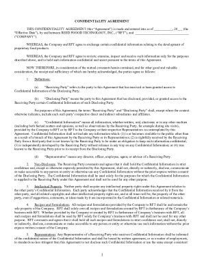Confidentiality Agreement for Food Product Development