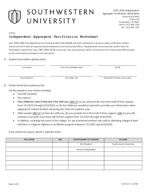 2025-2026 Independent Aggregate Verification Worksheet