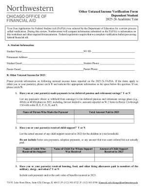 Other Untaxed Income Verification Form
