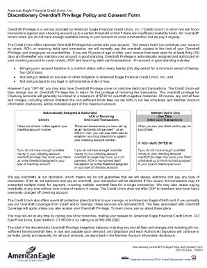 Discretionary Overdraft Privilege Policy and Consent Form