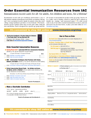 Immunization Record Card Order Form