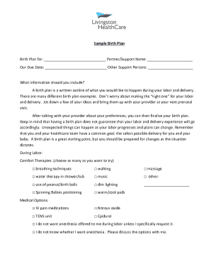 Birth Plan Template