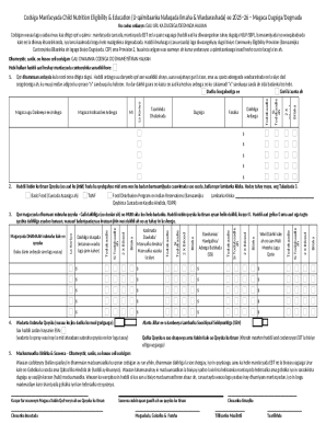 Child Nutrition Eligibility & Education Form