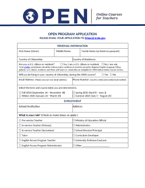 OPEN Program Application Form
