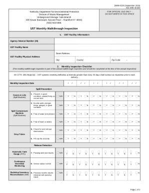 Kentucky UST Monthly Walkthrough Inspection Form