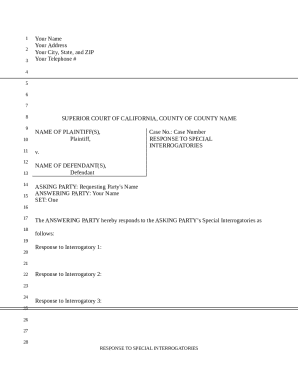 Response to Special Interrogatories