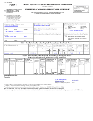 SEC Form 4 Statement of Changes in Beneficial Ownership