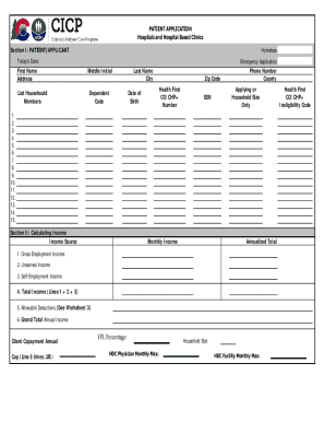 Patient Application for Hospital Discounted Care