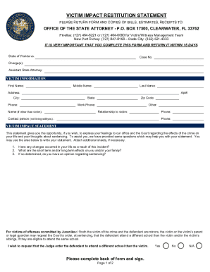 Victim Impact Restitution Statement