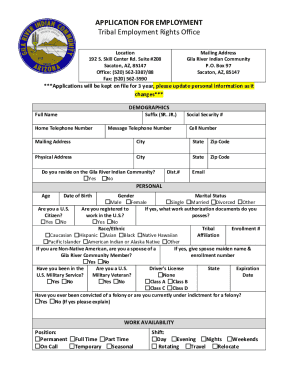 Gila River Indian Community Employment Application
