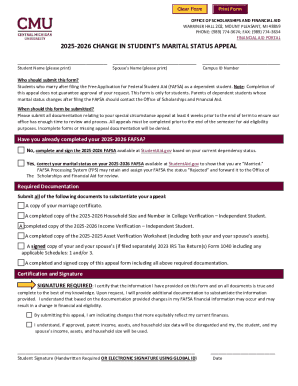 2025-2026 Change in Student’s Marital Status Appeal