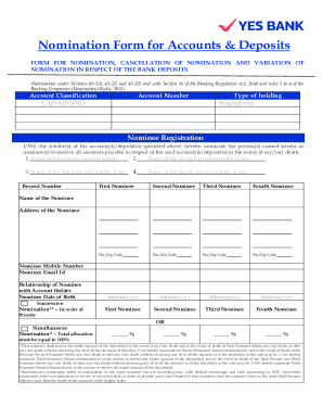 Bank Deposit Nomination Form