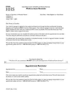 Iowa Wellness Exam Reminder