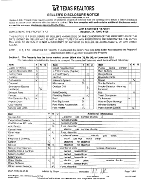Texas Seller's Disclosure Notice