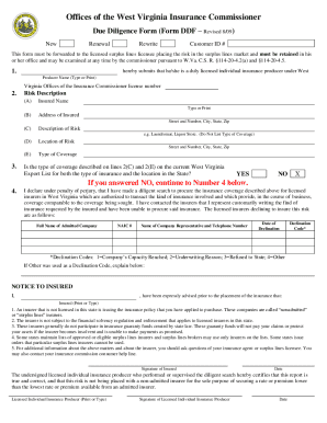West Virginia Due Diligence Form