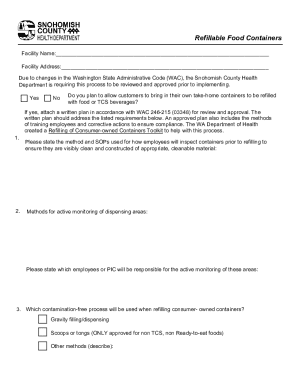 Refillable Food Containers Approval Form