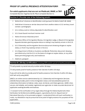 Proof of Lawful Presence Attestation Form