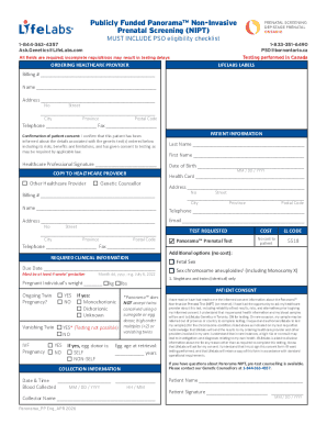 Panorama Non-Invasive Prenatal Screening Form