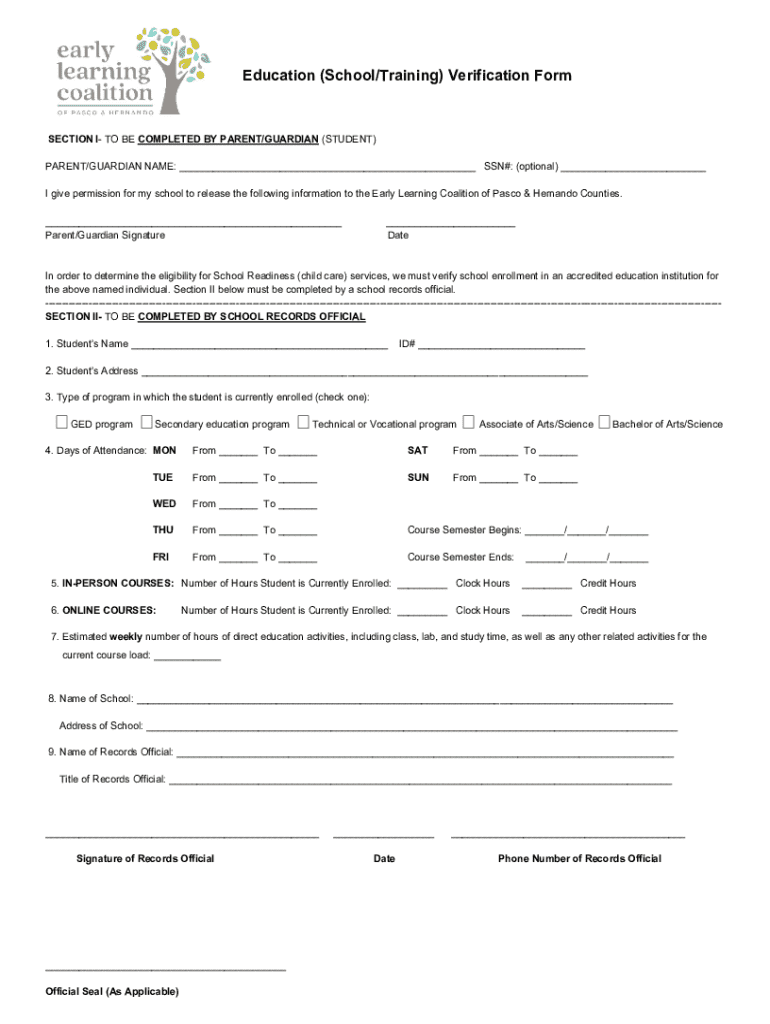 Education Verification Form - Blank Fillable Template | Fill Out, Print ...