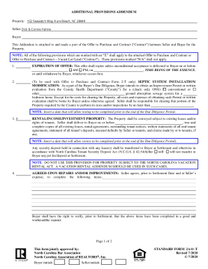 North Carolina Real Estate Addendum