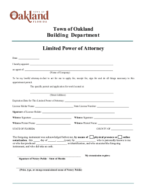 Limited Power of Attorney for Building Permit