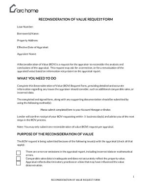 Reconsideration of Value Request Form