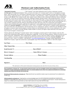 California Employment Background Check Authorization Form