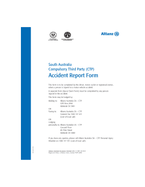 South Australia CTP Accident Report Form