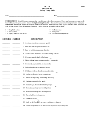 YPI Parenting Inventory Form M-43