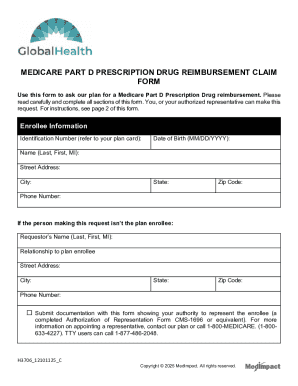 Medicare Part D Prescription Drug Reimbursement Claim Form