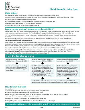 UK Child Benefit Claim Form