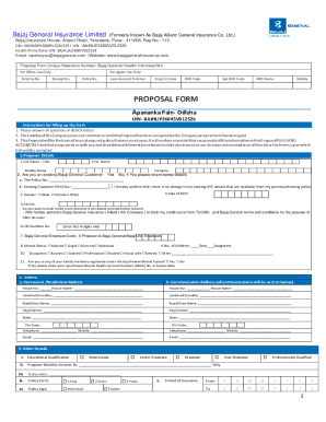 Bajaj Health Insurance Proposal Form