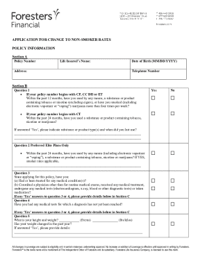 Application for Change to Non-Smoker Rates