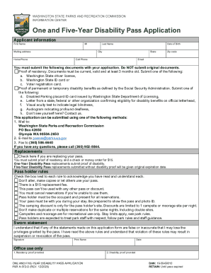Washington One and Five-Year Disability Pass Application