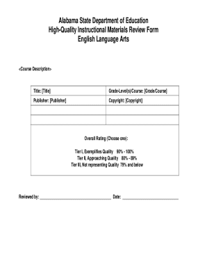 Alabama High-Quality Instructional Materials Review Form