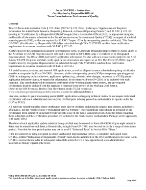 Texas Certification by Responsible Official Form OP-CRO1