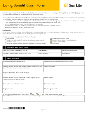 Sun Life Living Benefit Claim Form