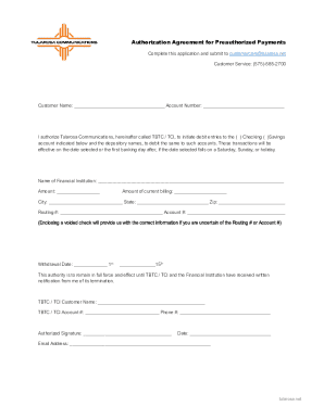 Authorization Agreement for Preauthorized Payments