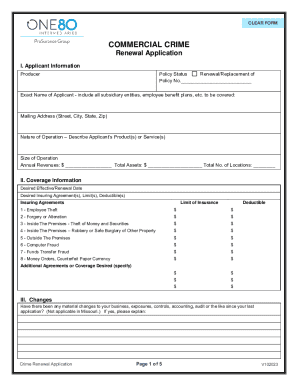 Commercial Crime Insurance Renewal Application