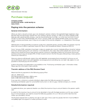 Swiss Pension Fund Purchase Request Form