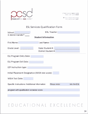 ESL Services Qualification Form