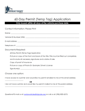 60-Day Permit Temp Tag Application